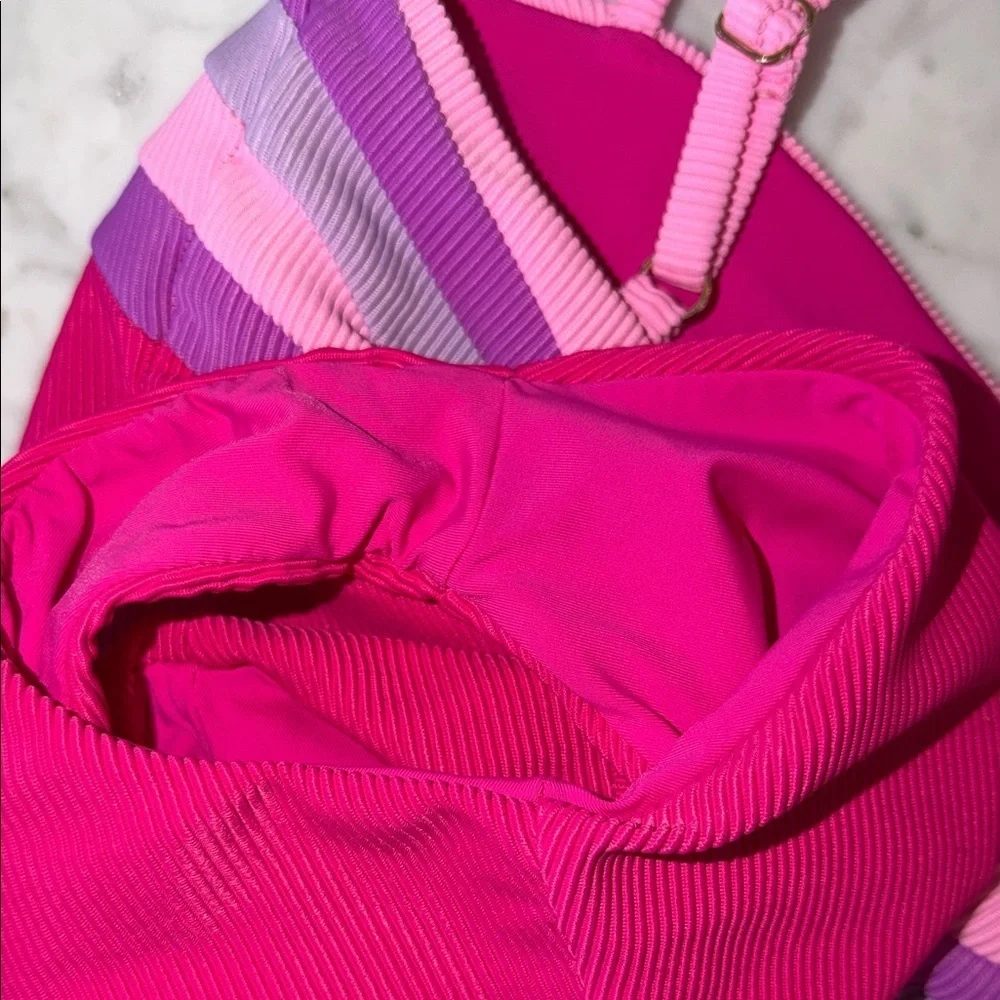 Beach Riot Little Jessa One Piece Raspberry Colorblock 3/4Y